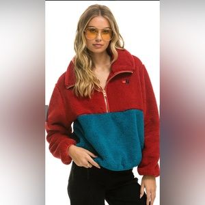 Aviator Nation teddy Apres half zip pullover M